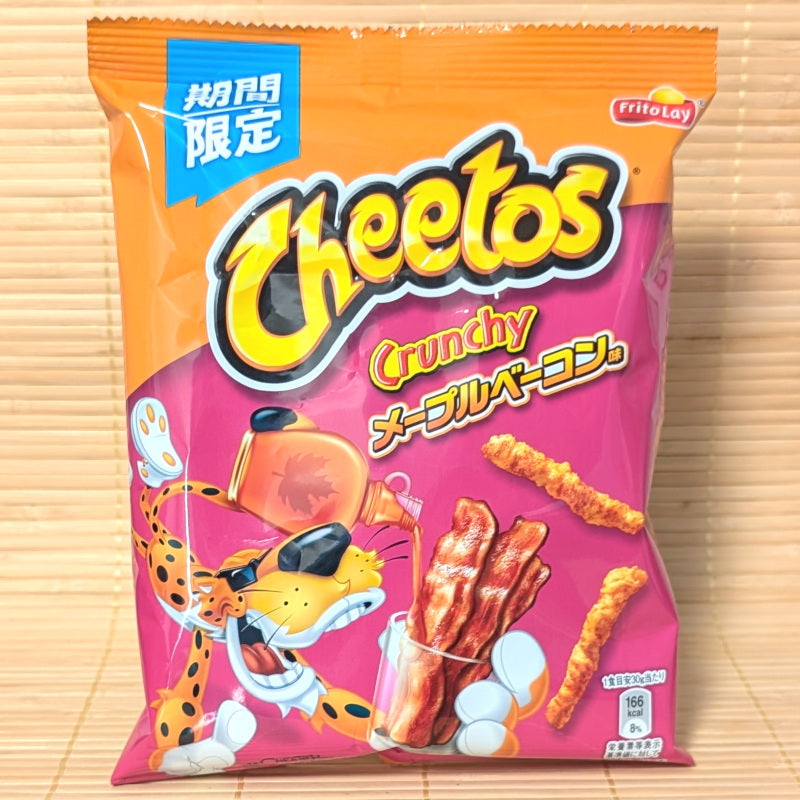 Limited Edition Japanese Cheetos bag in Maple Bacon flavor with Chester Cheetah on the bag.