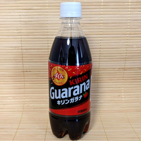 A plastic bottle of Guarana Soda with a red and white label, indicating it is a product exclusive to Hokkaido.